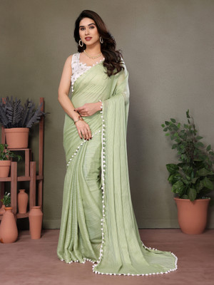 Panchvati NX Solid/Plain Bollywood Polyester Saree(Dark Green)