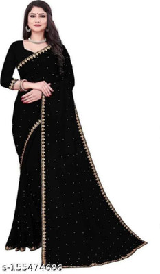 Suntex Self Design, Embroidered Bollywood Lycra Blend Saree(Black)