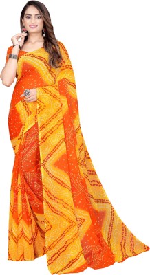 Saadhvi Printed Bandhani Georgette Saree(Orange)