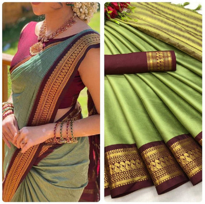 JAYRAJ Printed Kanjivaram Jacquard, Pure Silk Saree(Light Green)