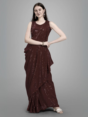 Divastri Embellished Bollywood Georgette Saree(Brown)