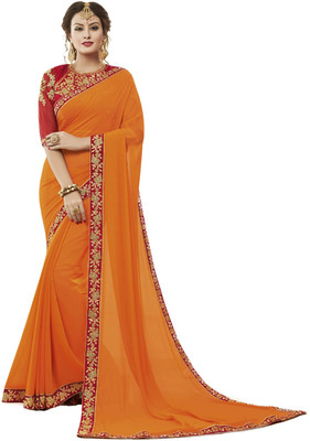 RAJESHWAR FASHION Embroidered Bollywood Georgette Saree(Multicolor)