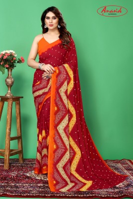 Anand Sarees Paisley, Geometric Print Daily Wear Georgette Saree(Red, Orange)