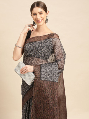 SHANVIKA Printed Daily Wear Pure Cotton Saree(Grey)