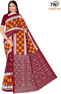 Tareni Printed Sambalpuri Pure Cotton Saree(Mustard)