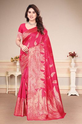 Karnav Fashion Printed Banarasi Art Silk Saree(Pink)