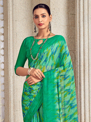 Sareemall Printed Daily Wear Chiffon Saree(Light Green)