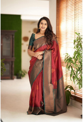 Bhakti Creative Woven Banarasi Art Silk Saree(Maroon)