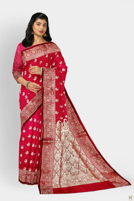 shree ambaji saree Woven Banarasi Satin Saree(Red)