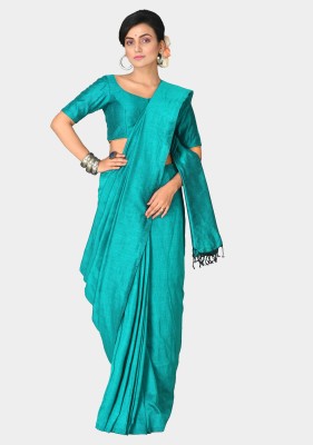 Mystory Self Design Bollywood Cotton Blend Saree(Light Blue)