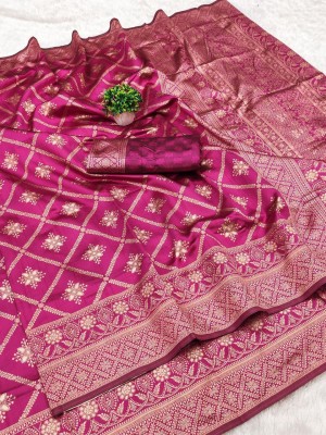 TRENDING KART Woven Kanjivaram Art Silk Saree(Pink)