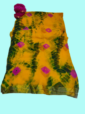 KHATRI AND SONS Digital Print Bandhani Chiffon Saree(Yellow)