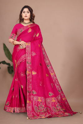 SuratSareeMall Woven, Self Design Banarasi Viscose Rayon Saree(Pink)