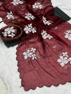 JSItaliya Embroidered Bollywood Tissue Saree(Maroon)
