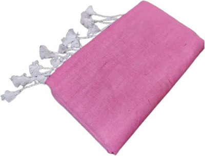 Apu handloom Solid/Plain Handloom Pure Cotton Saree(Pink)