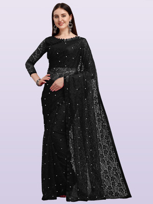 LOROFY Self Design Bollywood Net Saree(Blue)