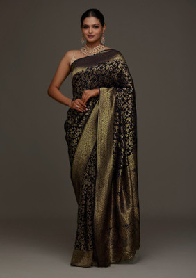 PAVITRAA SAREES Woven Banarasi Jacquard Saree(Black)