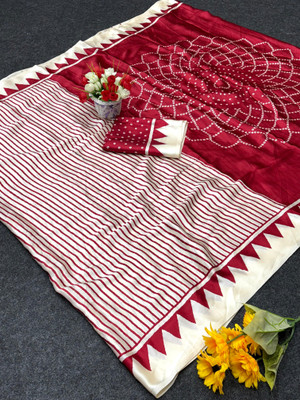 Vihan Fab Surat Printed Kalamkari Jacquard Saree(Maroon)