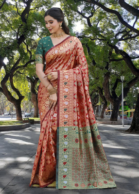 BULLDOZER Woven Patola Cotton Silk, Jacquard Saree(Multicolor)