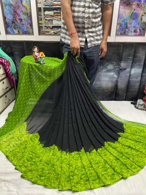 Ghan Sals Printed Bollywood Georgette Saree(Light Green)