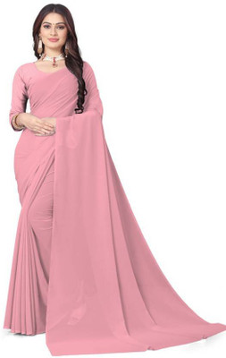 DRASHMIZE Solid/Plain Daily Wear Georgette Saree(Pink)
