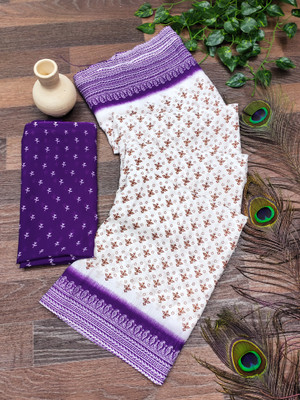 kashvi sarees Printed Daily Wear Georgette Saree(Purple, White)