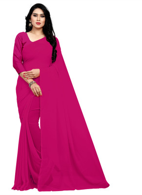 Moda Rapido Solid/Plain Daily Wear Georgette Saree(Purple)