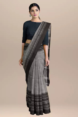 Sabita Self Design Handloom Cotton Blend Saree(Grey)