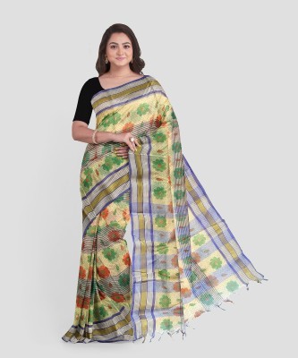 Mayabi Printed, Floral Print Daily Wear Pure Cotton Saree(Cream)