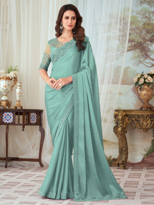 Divastri Embellished Bollywood Silk Blend Saree(Light Green)