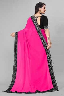 YP CREATION Solid/Plain Daily Wear Georgette Saree(Pink)