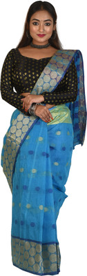 sourav biswas Woven Tant Pure Cotton Saree(Multicolor)