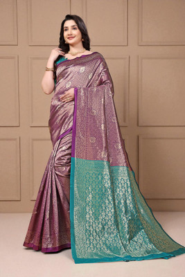 JAY KHODIYAR EMBROIDERY Woven Bollywood Jacquard Saree(Purple)