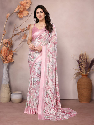 Vedant Vastram Floral Print Bollywood Chiffon Saree(Multicolor)