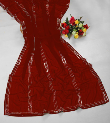 NF Nilkanth Fashion Embellished, Dyed Bollywood Chiffon Saree(Red)