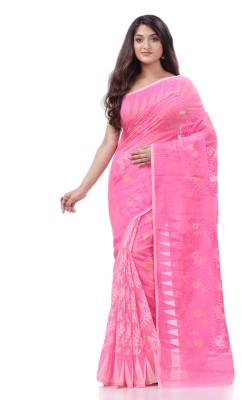 Desh Bidesh Woven Handloom Cotton Silk Saree(Pink)