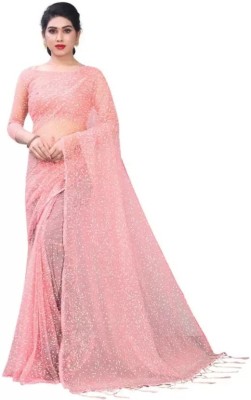 Suntex Embellished Bollywood Net Saree(Pink)