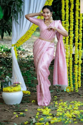 Krishanas Woven Banarasi Pure Silk Saree(Pink)