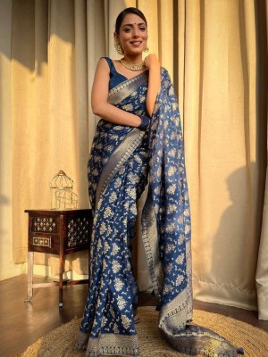 Naklang Dyed, Embellished Bollywood Art Silk, Jacquard Saree(Blue)