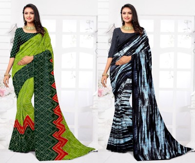 STYLEVEDA Paisley Daily Wear Georgette Saree(Pack of 2, Black, Green)