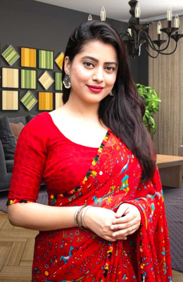 HouseOfCommon Self Design Bollywood Georgette Saree(Red)