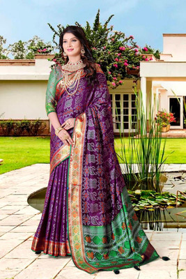 jayant creation Printed Bollywood Silk Blend Saree(Blue)