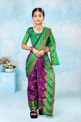 Ashmika Woven, Temple Border Paithani Cotton Silk Saree(Purple)