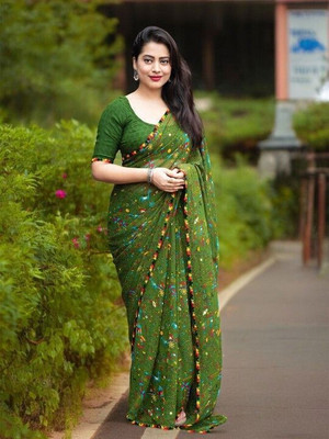 Falessa Printed Bollywood Georgette Saree(Green)