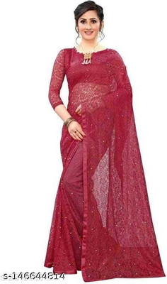 Silkbazar Printed Bollywood Net Saree(Maroon)