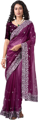 Virendra Textiles Solid/Plain Bollywood Net Saree(Maroon)