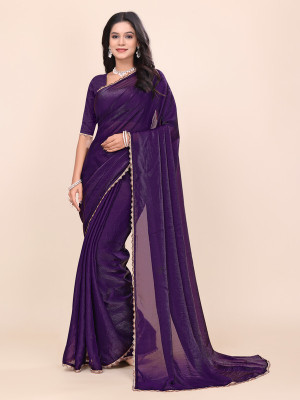 ORRASHI Dyed Daily Wear Pure Silk Saree(Purple)