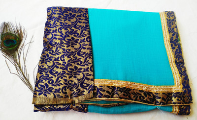 AARTI SAREES Solid/Plain, Embellished Bollywood Chiffon Saree(Blue)