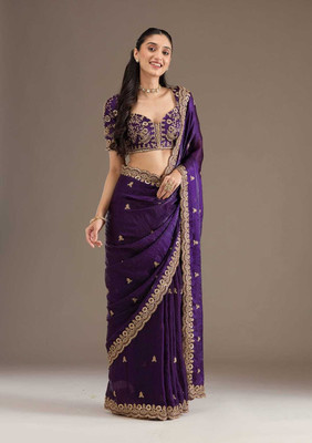 RAGISHA ENTERPRISE Embroidered, Self Design Bollywood Jimmy choo Saree(Purple)