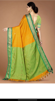 Mortal Textile Animal Print Assam Silk Cotton Silk Saree(Orange)